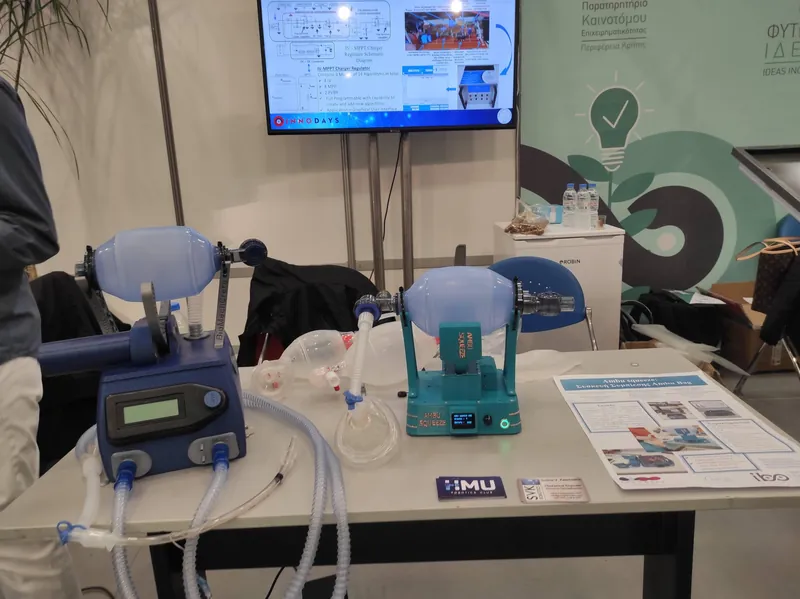Ventilator prototypes on display at an exhibition