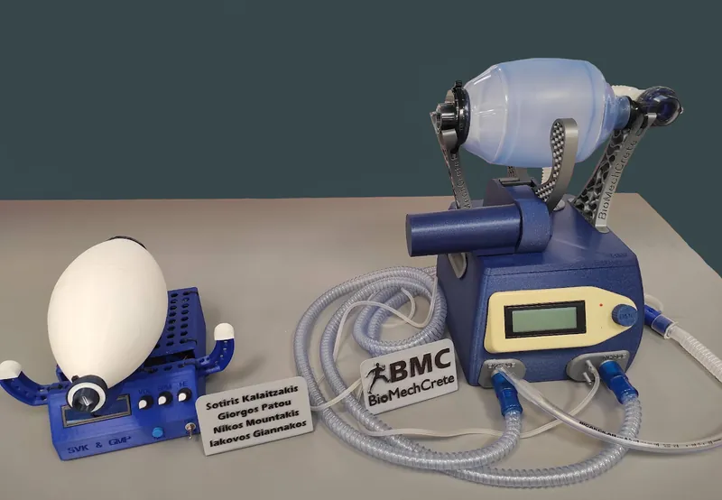 The 3D-printed Med Venti ventilator prototype with its control unit